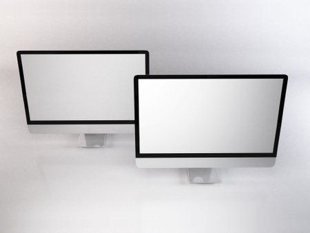 Realistic Personal Computer Mockup Template Scene