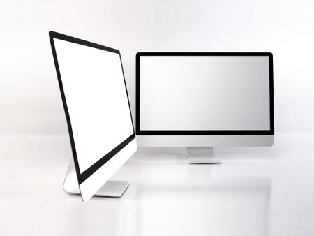 Realistic Personal Computer Mockup Template Scene