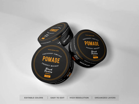 Realistic Pomade Packaging 3D Illustration Mockup Scene on Isolated Backgroundの写真素材