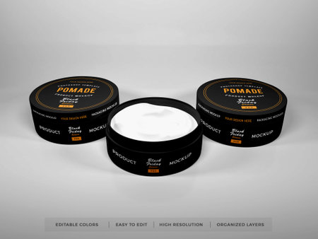 Realistic Pomade Packaging 3D Illustration Mockup Scene on Isolated Backgroundの写真素材