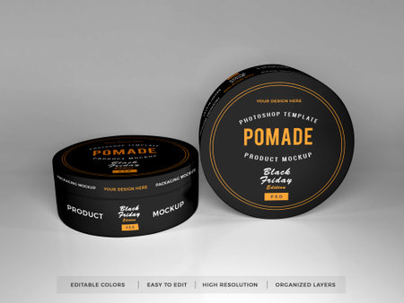 Realistic Pomade Packaging 3D Illustration Mockup Scene on Isolated Backgroundの写真素材