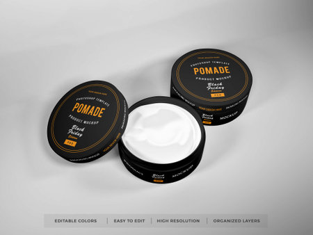 Realistic Pomade Packaging 3D Illustration Mockup Scene on Isolated Backgroundの写真素材