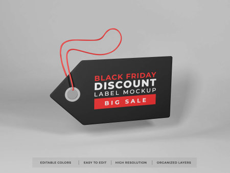 Realistic Price Tag Label 3D Illustration Mockup Scene on Isolated Backgroundの写真素材