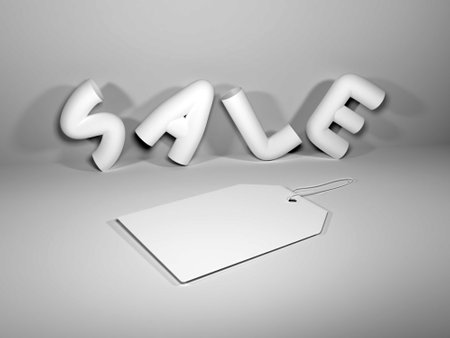 Realistic Price Tag Label 3D Illustration Mockup Scene on Isolated Backgroundの写真素材