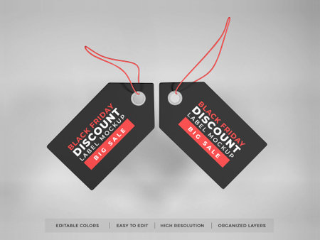 Realistic Price Tag Label 3D Illustration Mockup Scene on Isolated Backgroundの写真素材