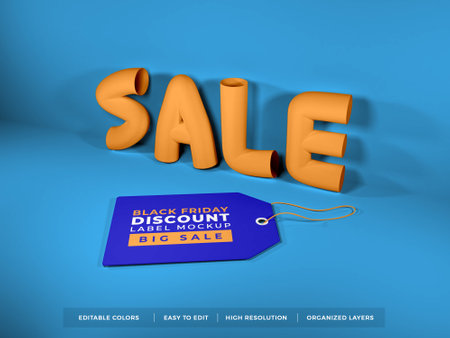 Realistic Price Tag Label 3D Illustration Mockup Scene on Isolated Backgroundの写真素材