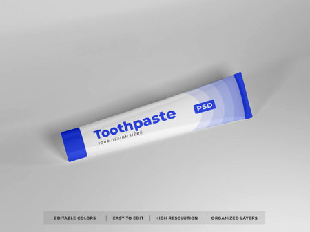 Toothpaste Packaging 3D Illustration Mockup Scene on Isolated Backgroundの写真素材