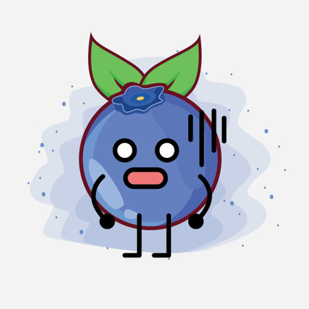 An illustration of cute blueberry fruit vector characterのイラスト素材