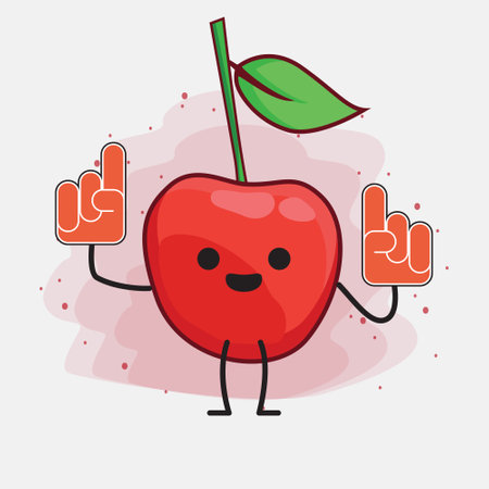 An illustration of Cute Big Cherry Vector Characterのイラスト素材