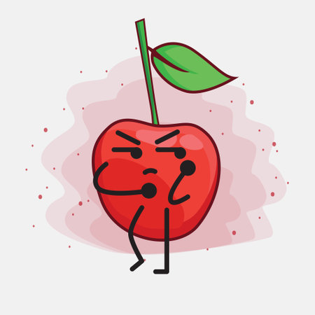 An illustration of Cute Big Cherry Vector Characterのイラスト素材