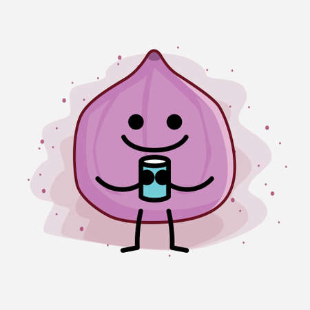 An illustration of Cute Fig Fruit Mascot Characterのイラスト素材