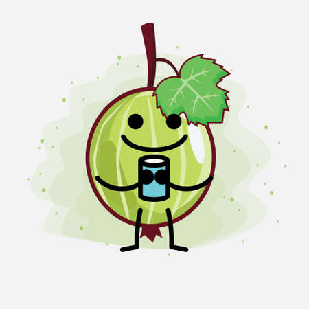 An illustration of Cute Gooseberry Fruit Mascot Characterのイラスト素材