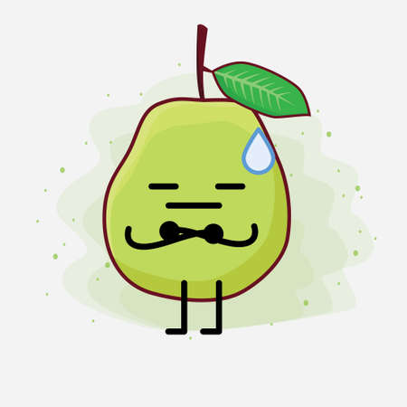 An illustration of Cute Green Guava Fruit Mascot Characterのイラスト素材