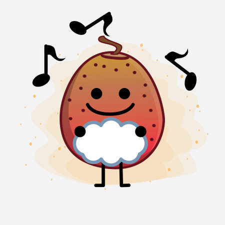 Vector Illustration of Indian Fig Character with cute face, simple hands and leg line art on Isolated Background. Flat cartoon doodle style.のイラスト素材