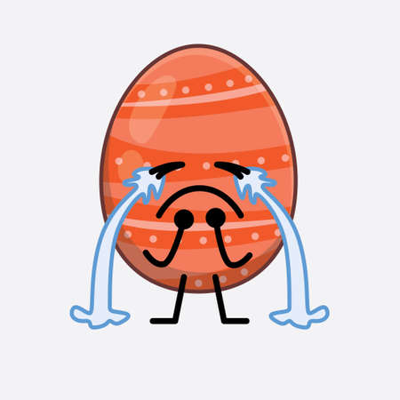 Vector Illustration of Easter Egg Character with cute face, simple hands and leg line art on Isolated Background. Flat cartoon doodle style.のイラスト素材