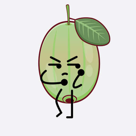 Vector Illustration of Ogeechee Lime Character with cute face, simple hands and leg line art on Isolated Background. Flat cartoon doodle style.のイラスト素材