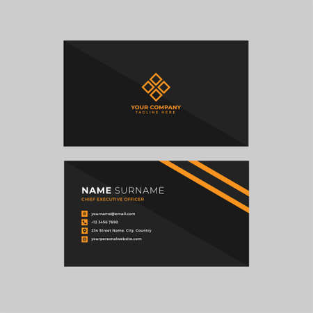 Professional two sided business card vector template with logo place holder, name, address, phone number, website and emailのイラスト素材