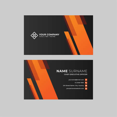 Professional two sided business card vector template with logo place holder, name, address, phone number, website and emailのイラスト素材