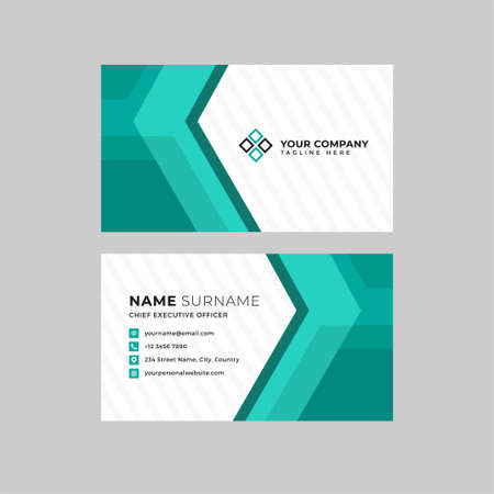 Professional two sided business card vector template with logo place holder, name, address, phone number, website and emailのイラスト素材