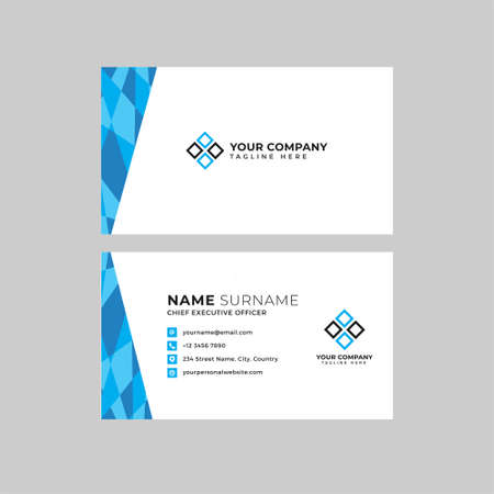 Professional two sided business card vector template with logo place holder, name, address, phone number, website and emailのイラスト素材