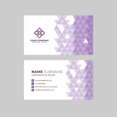 Professional two sided business card vector template with logo place holder, name, address, phone number, website and emailのイラスト素材