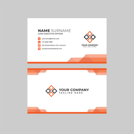 Professional two sided business card vector template with logo place holder, name, address, phone number, website and emailのイラスト素材