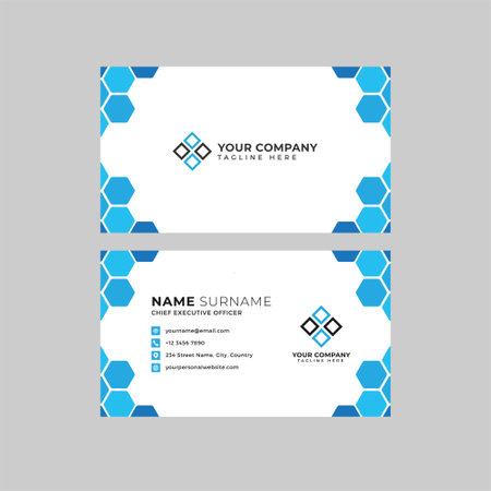 Professional two sided business card vector template with logo place holder, name, address, phone number, website and emailのイラスト素材