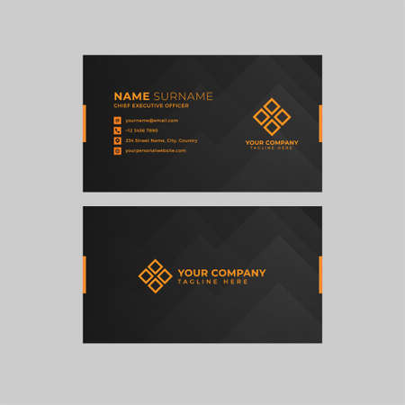 Professional two sided business card vector template with logo place holder, name, address, phone number, website and emailのイラスト素材