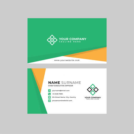 Professional two sided business card vector template with logo place holder, name, address, phone number, website and emailのイラスト素材