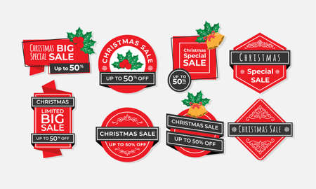 Christmas and New Year Banner Label Set Vectorのイラスト素材