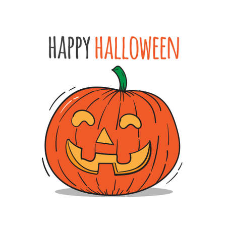 Hand Drawn Halloween Pumpkin Jack o Lantern Vector Poster Illustrationのイラスト素材