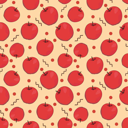 Red Apple Seamless Vector Pattern Illustrationのイラスト素材
