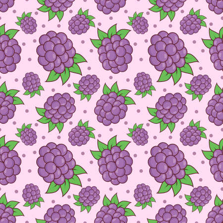 Boysenberries Fruit Fruit Seamless Pattern Vector Illustrationのイラスト素材