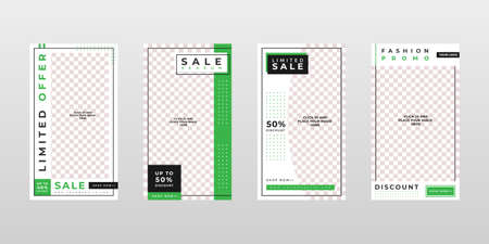 Social Media Stories Banner Templates with image placeholder, Branding and Promotion. Suitable for social media posts and web or internet ads. Vector illustration with photo collage.のイラスト素材