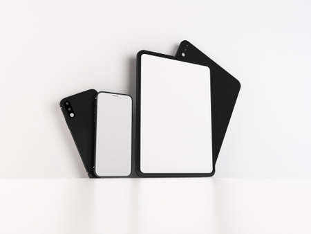 Smartphone and Tablet Device 3D Illustration Mockup Scene on Isolated Background