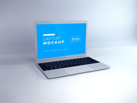 Laptop Macbook Air 3D Illustration Mockup Scene on Isolated Backgroundのeditorial素材