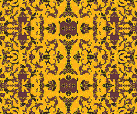 Seamless Oriental Floral Vector Pattern. Traditional floral pattern for fabric, wallpapers and backgrounds. Ornamental garden Flowers and leaves.のイラスト素材