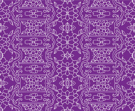 Seamless Oriental Floral Vector Pattern. Traditional floral pattern for fabric, wallpapers and backgrounds. Ornamental garden Flowers and leaves.のイラスト素材