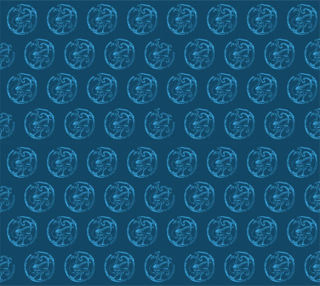 Seamless Oriental Vector Pattern. Traditional floral pattern for fabric, wallpapers and backgrounds. Ornamental creatures, plants and animals.のイラスト素材
