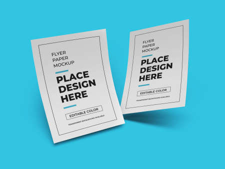 Flyer Paper Sheet 3D Illustration Mockup Scene on Isolated Backgroundの写真素材