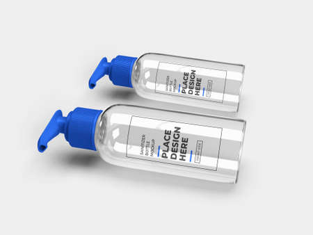 Sanitizer Pump Bottle 3D Illustration Mockup Scene on Isolated Backgroundの写真素材