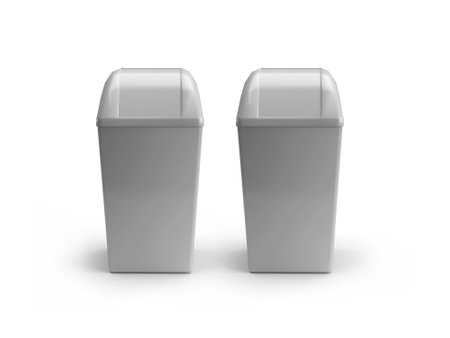 Trash Can 3D Illustration Mockup Scene on Isolated Backgroundの写真素材