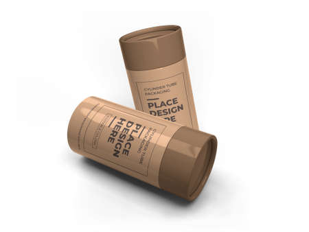 Cylinder Tube Packaging 3D Illustration Mockup Scene on Isolated Background