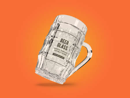 Beer Glass 3D Illustration Mockup Scene on Isolated Backgroundの写真素材
