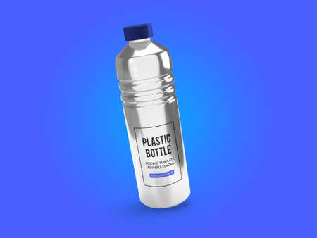 Transparent Water Bottle 3D Illustration Mockup Scene on Isolated Backgroundの写真素材