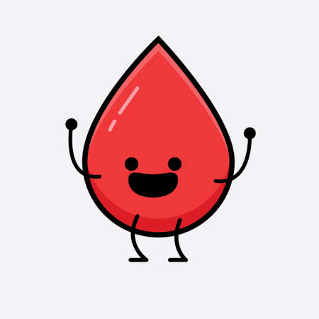 Vector Illustration of Blood Character with cute face and simple body line drawing on isolated backgroundのイラスト素材