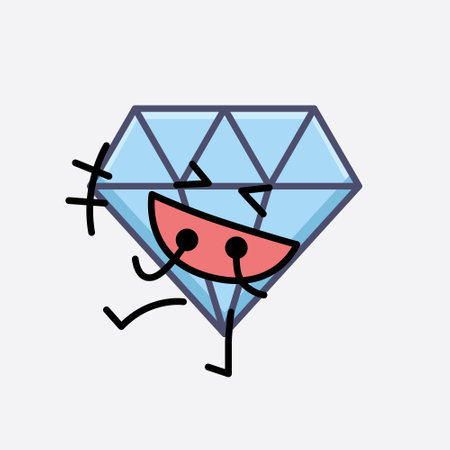 Vector Illustration of Diamond Character Mascot on isolated backgroundのイラスト素材
