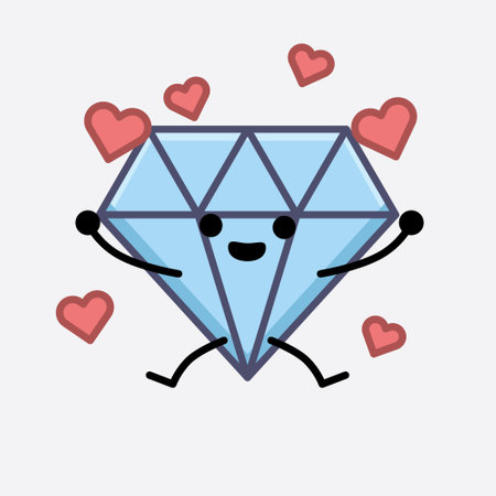 Vector Illustration of Diamond Character Mascot on isolated backgroundのイラスト素材