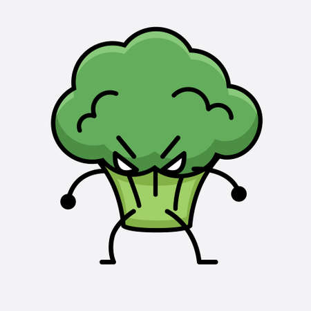 Vector Illustration of Broccoli Character Mascot on isolated backgroundのイラスト素材