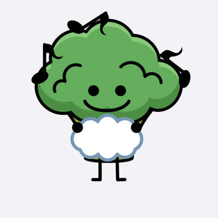 Vector Illustration of Broccoli Character Mascot on isolated backgroundのイラスト素材